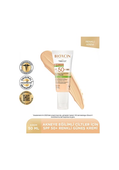 Sun Care Akneye Eğilimli Ciltler Için Renkli Güneş Kremi 50 Spf - Akne, Dry Touch, Mat Tinted