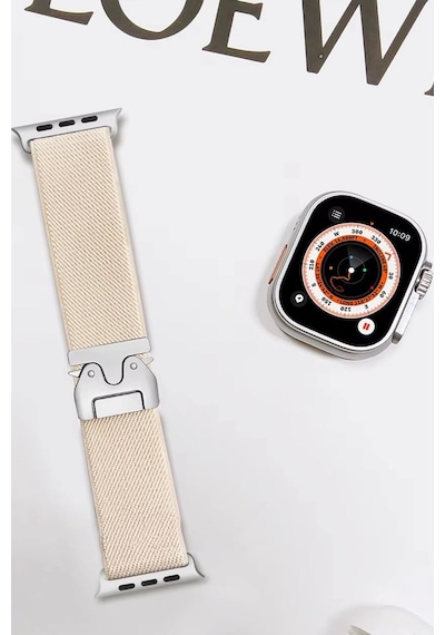 Tedar Apple Watch 42mm Forest Kumaş Kordon - Krem Najmaddin