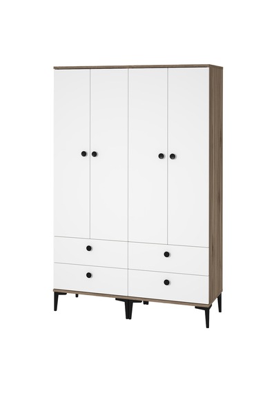 Kalender Dekor Silvia-1-1 Slv02, 4 Kapaklı, 4 Çekmeceli Gardırop