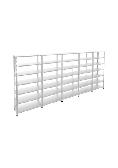 Raf Burada  7 Katlı 5'li Galvaniz Çelik Raf - Depo, Arşiv, Kiler, Dosya, Market Rafı-43x75 cm-250 cm-1.50 mm