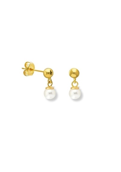 Bymissmücevherat 925 Ayar Gümüş İnci Küpe 6 Mm Gold Renk