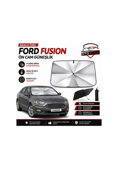 Ford Fusion Şemsiye Tip Ön Cam Güneşliği Katlanabilir Uv Korumalı Araç Cam Güneşlik