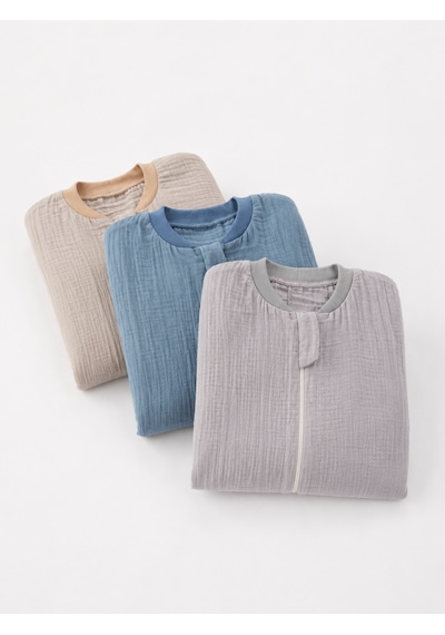 Babyhola Çocuk Uyku Tulumu 1-8 Yaş Unisex Uzun Kollu 1 Tog %100 Pamuk Müslin 2706 Mavi