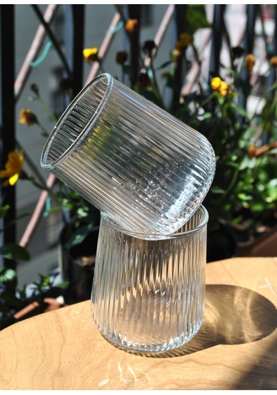 6'lı Cam Meşrubat Bardağı Çizgili Su Bardak 320 Ml