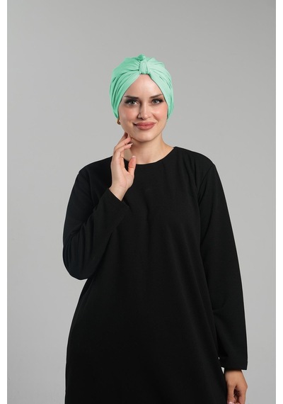 Hürrem Bone Mint Yeşili Pratik Hazır Geçmeli Tesettür Bone Sandy Pileli Salaş 2121 13 Mint Yeşili