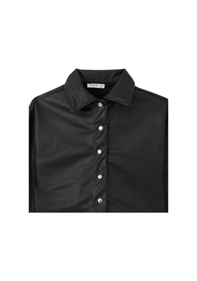 Breeze Kız Çocuk Kabartma Desenli Çıtçıtlı Deri Ceket-15247 Siyah