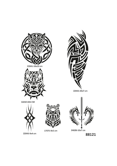 Airbrush Tattoo Tribal Serisi Geçici Dövme Şablonu Kına Kalıbı Sadece Desen 6'lı