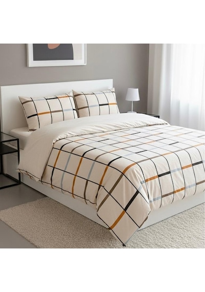 Tek Kişilik Nevresim Takımı 160x220cm 2 Yastık Kılıfı Lastikli Çarşaflı 120x200+30 Bej