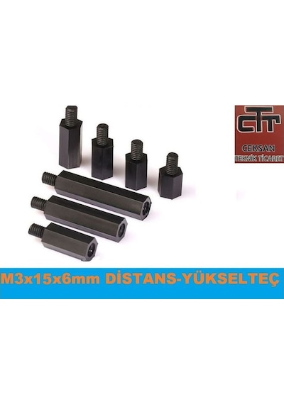 M3X15X6 Distans-Standoff Plastik Dişi-Erkek Yükselteç 24 Adet