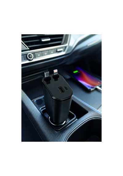 4 Cihazı Aynı Anda Şarj Eden Araç Şarj Cihazı Usb-a, Usb-c, Type-c Ve Lightning Destekli Sarı