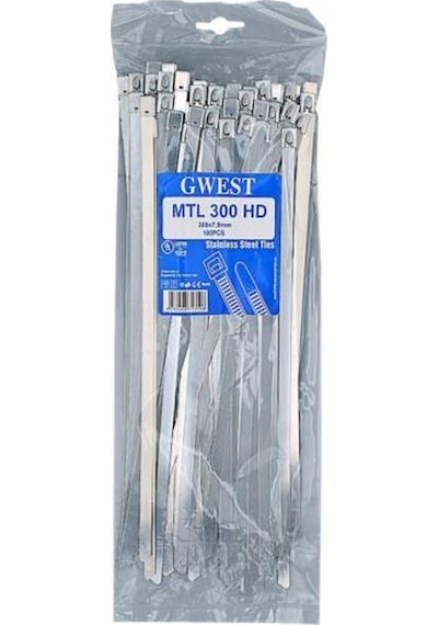 Gwest 7.9X300Mm Paslanmaz Çelik Metal Kablo Bağı 100 Adet