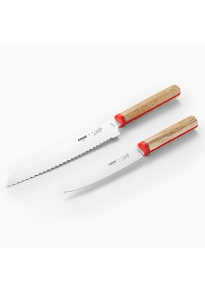 Pirge X Somer Sivrioğlu Sebze & Ekmek 2'li Bıçak Seti - 35257 Ahşap