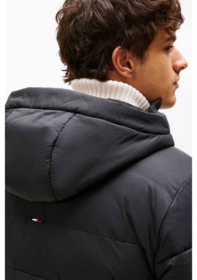 Tommy Hilfiger Erkek Mid Weight Kapüşonlu Jacket Mont - Siyah Triple Black