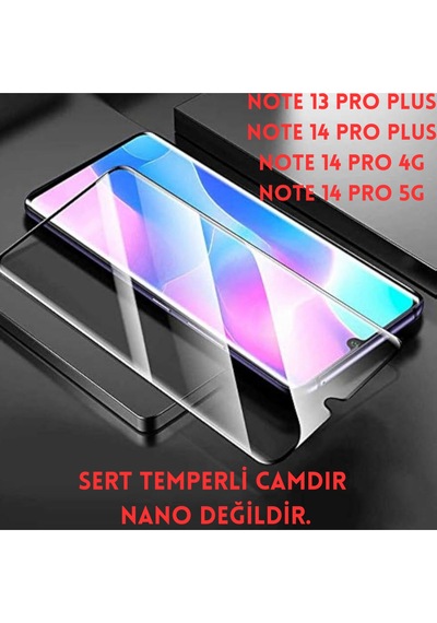 Red Mi Note 14 Pro 4g - 5g Note 13 Pro Plus - Note 14 Pro Plus Temperli Sert Full Cam