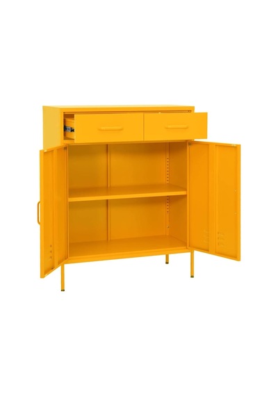 Tr Çelik Saklama Dolabı, Hardal Sarısı, 80 X 35 X 101,5 Cm, Ayarlanabilir Raflı Ve Rulmanlı Çekmeceli Metal Raf, Genel