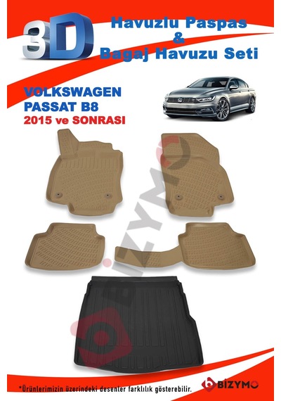 Volkswagen Passat B8 2015 Ve Sonrası Bej Paspas Ve Bagaj Havuzu S