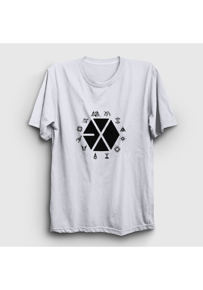 Presmono Unisex Symbols Logo Exo T-shirt Beyaz
