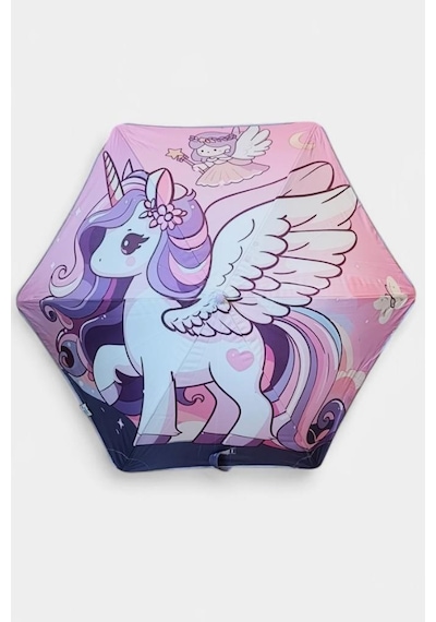 Kız Çocuk Baston Şemsiye Reflektörlü Karakter Desenli Boyu 70 Cm Çapı 80 Cm 6 Telli İsim Etiketli Pembe