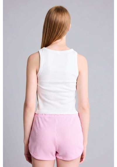 Defacto Pamuklu Slim Fit Fitilli Ribana Crop Atlet I0688ax26auer103 Ekru-er103