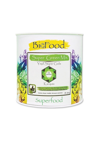 BioFood Super Green Mix Glutensiz Yeşil Sebze Karışımı İçecek Tozu 150 G