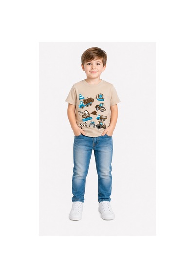 Yale Kids 1-4 Yaş Erkek Çocuk %95 Pamuklu Tişört Camel