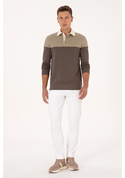 U.S. Polo Assn. Erkek Regular Fit Polo Yaka Açık Haki Sweatshirt 50316428-VR183