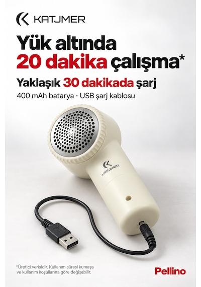 Kj/pl-001 Pellino Şarjlı Tüy Ve Tiftik Toplama Makinesi, 10000 Rpm, Metal Petek Başlık, Usb Şarjlı - Krem