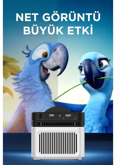 Torima HY450 Android Akıllı 8K-4K 1080 P BLuetooth 5.4 Projeksiyon Cihazı Beyaz