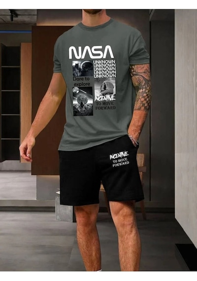 Siyah Şort Füme Tişört Takım Nasa Baskılı Oversize Unisex Siyah Şort-füme Tişört Siyah Şort Füme Tişört Takım Nasa Baskılı Oversize Unisex Siyah Şort-füme Tişört