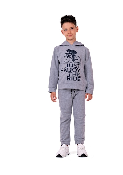 Mnk Baby & Kids Bisiklet Baskılı Kapşonlu Çocuk Eşofman Mnk0615 gri