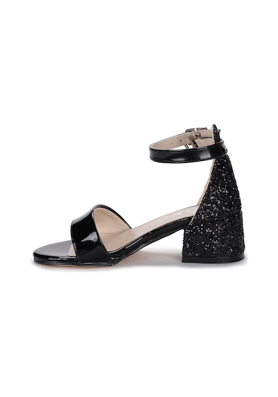 Kiko Kids Sheila Günlük Kız Çocuk 3 Cm Topuklu Sandalet Abiye Ayakkabı Siyah Siyah