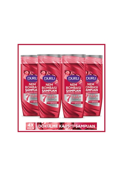 Duru Nem Bombası Dökülme Eğilimli Saçlar İçin Dökülme Karşıtı Şampuan 4x400 Ml Dökülen