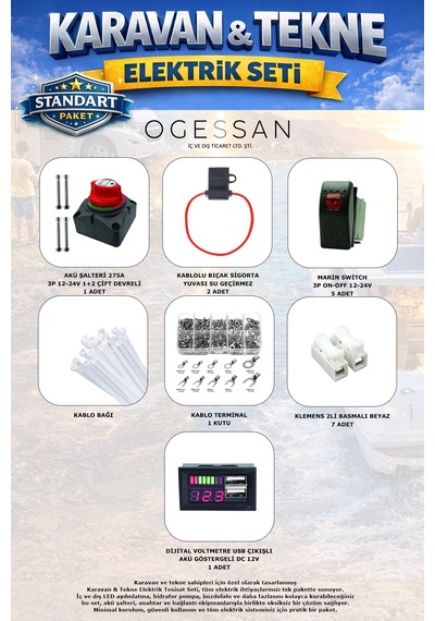 Karavan & Tekne Elektrik Tesisat Seti Standart Paket