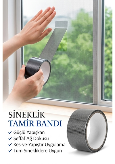Sineklik Tamir Bandı 48mm X 2m Kolay Uygulama Yırtık Sineklik Onarıcı Bant Ölçüler - 48 x 30 CM