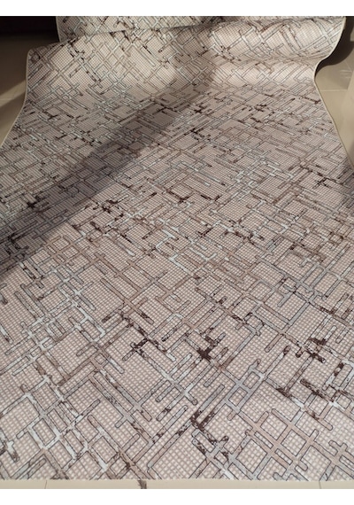 Sarar Kahve Desenli Yıkanabilir Kaymaz Taban Dört Mevsimlik Salon, Banyo, Balkon, Genç Odası Kesme Halı Kahverengi