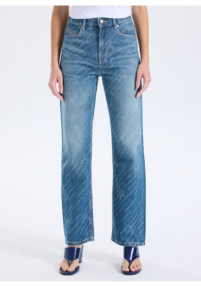 Boss Mavi Kadın Yazı Baskılı Denim Pantolon 50545081