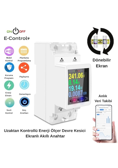 Tuya Destekli Akıllı Wifi Yüksek Voltaj Güç Tüketim 63 Amper