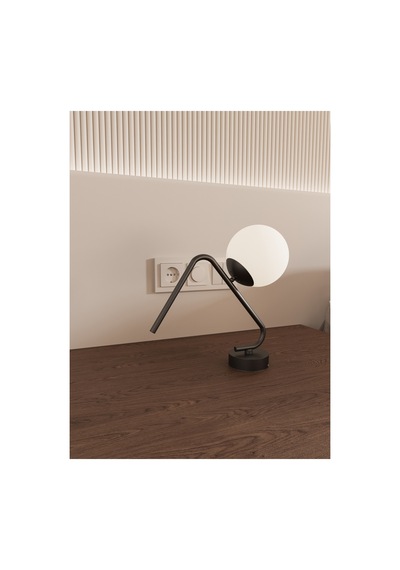 Vina Modern Siyah Gövdeli Beyaz Cam Küre Masa Lambası - Şık Ve Minimalist Tasarım