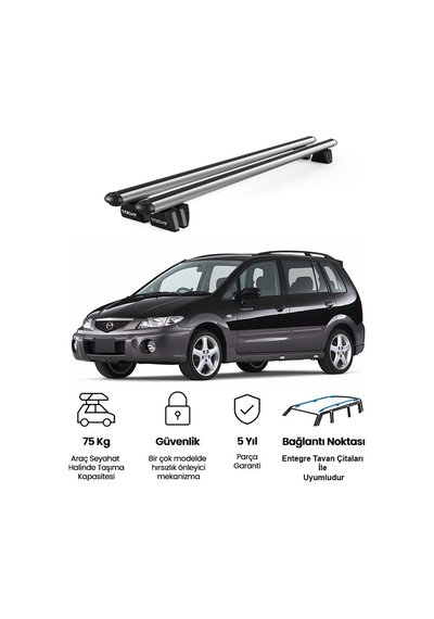 Pençe Mazda Premacy 1999-2005 Uyumlu Gri Ara Atkı Port Bagaj Tavan Barı