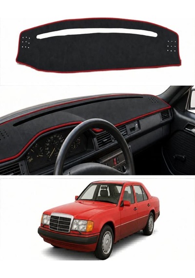Mercedes-benz - W124 1985-1997 Uyumlu Torpido Koruma Kılıfı - Kırmızı Şeritli