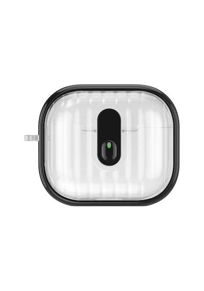 Subutu Apple Uyumlu AirPods 4 Kılıf Kenarları Renkli Şeffaf Dilimli Silikon Airbag 40 Kılıf-siy Siyah