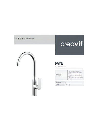 Creavit Faye Lavabo Banyo Eviye Bataryası 3'lü Set FY1500-FY2500-FY8500 Krom