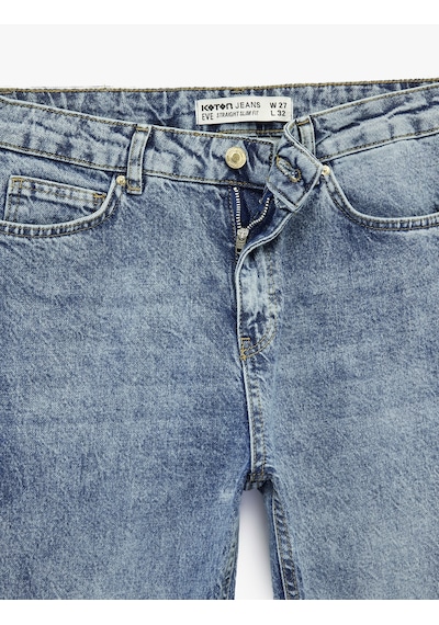 Koton Pamuklu Cepli Düğmeli Normal Bel Düz Paça Denim Pantolon - Slim Straight Jeans Açık İndigo 6sal40016md Açık İndigo Koton Pamuklu Cepli Düğmeli Normal Bel Düz Paça Denim Pantolon - Slim Straight Jeans Açık İndigo 6sal40016md Açık İndigo