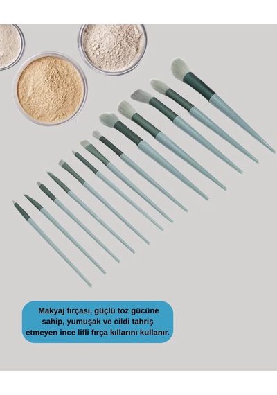 Taşınabilir Ergonomik Yapılı 13 Adet Fiber Kıllı Yüz Ve Göz Makyaj Fırçası Seti 09897021