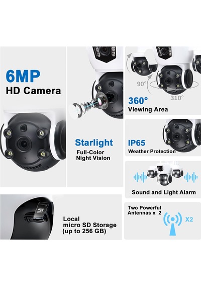Mpıa Mızu 6mp Üç Kameralı 10x Dijital Zoom Gece Görüş Wifi Sesli Türkçe