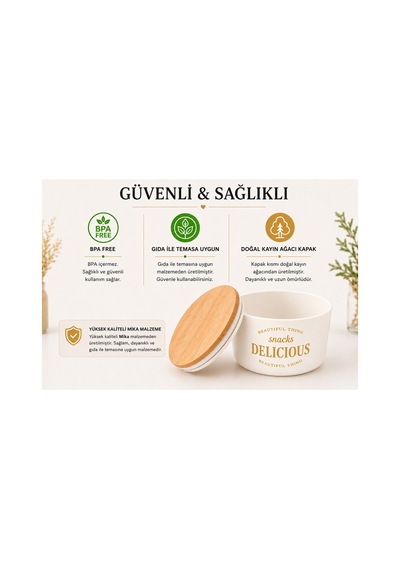 3 Lü Kapaklı Retro Dizayn Saklama Kabı Seti, Bambu Kapaklı, Mika Erzak Saklama Kabı, Bpa, Silikon Contalı Saklama Kutusu Beyaz