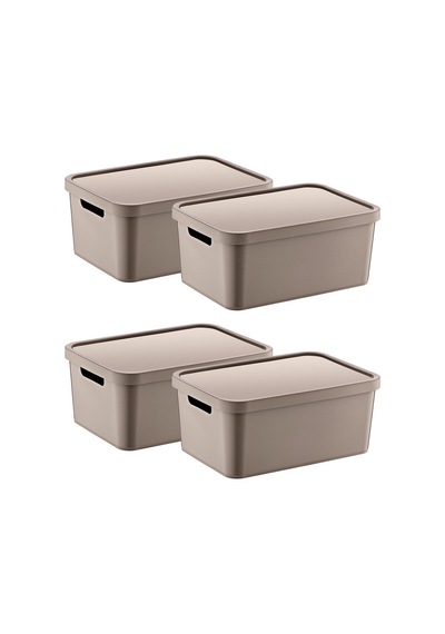 4'lü Set Stafi Çok Amaçlı Kapaklı Kutu Terra 4,5 Lt - Bej, Çok Amaçlı Kapaklı Kutu, Ev-ofis-depo İçin, Kapaklı Saklama Kutusu Sku: Zeusb0dj8vzfz3 12v
