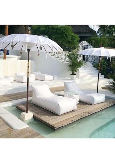 Prodiva Ahşap Ayaklı Dekoratif Bali Şemsiyesi 200 Cm- Beyaz