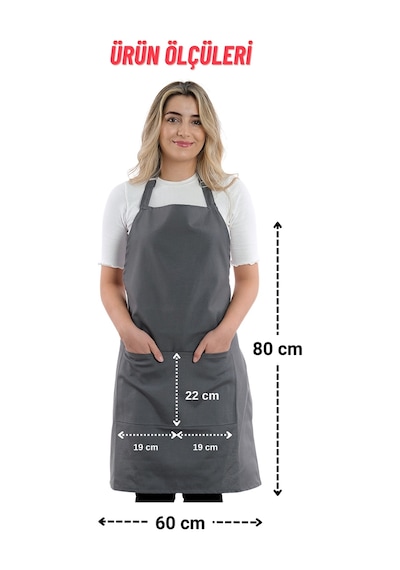 2 Adet Simple Ayarlanabilir Askılı Mutfak Önlüğü Füme