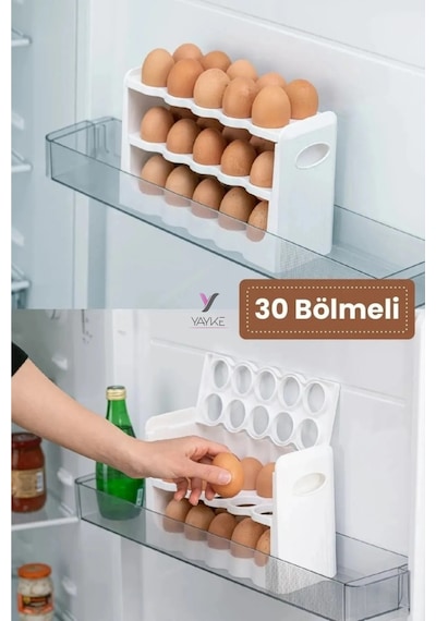 Yayke Yumurtalık 3 Katlı 30'lu Yumurta Rafı Saklama Kabı Yumurta